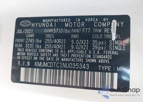 2022 Genesis Gv70 3.5T Awd Sport z USA, uszkodzony, nr VIN KMUMCDTC1NU035343